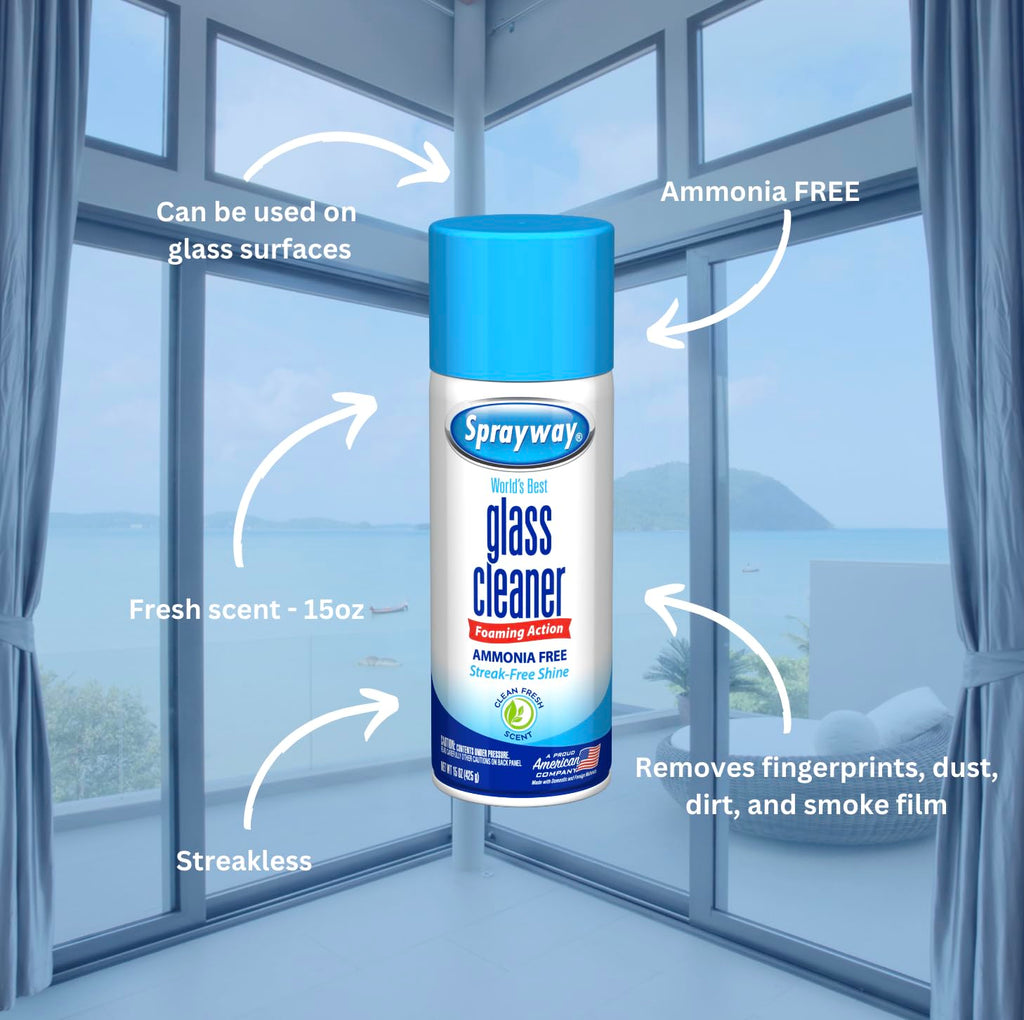 Sprayway Glass Cleaner Foaming Aerosol Spray, 19oz, Pack of 2 | Ammonia-Free, Streakless, Fast-Acting | Cleans & Polishes Glass Surfaces | Fresh Scent, Removes Fingerprints, Dust, Dirt, Smoke Film