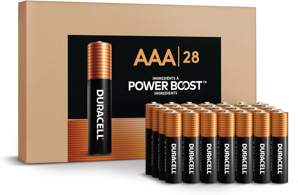 Duracell Coppertop AA Batteries, 28 Count, 12-Year Shelf Life, Storage Tray