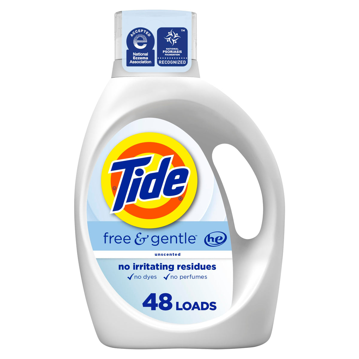 Tide Free & Gentle Liquid Laundry Detergent, Unscented, 1.47 L (32 Loads)