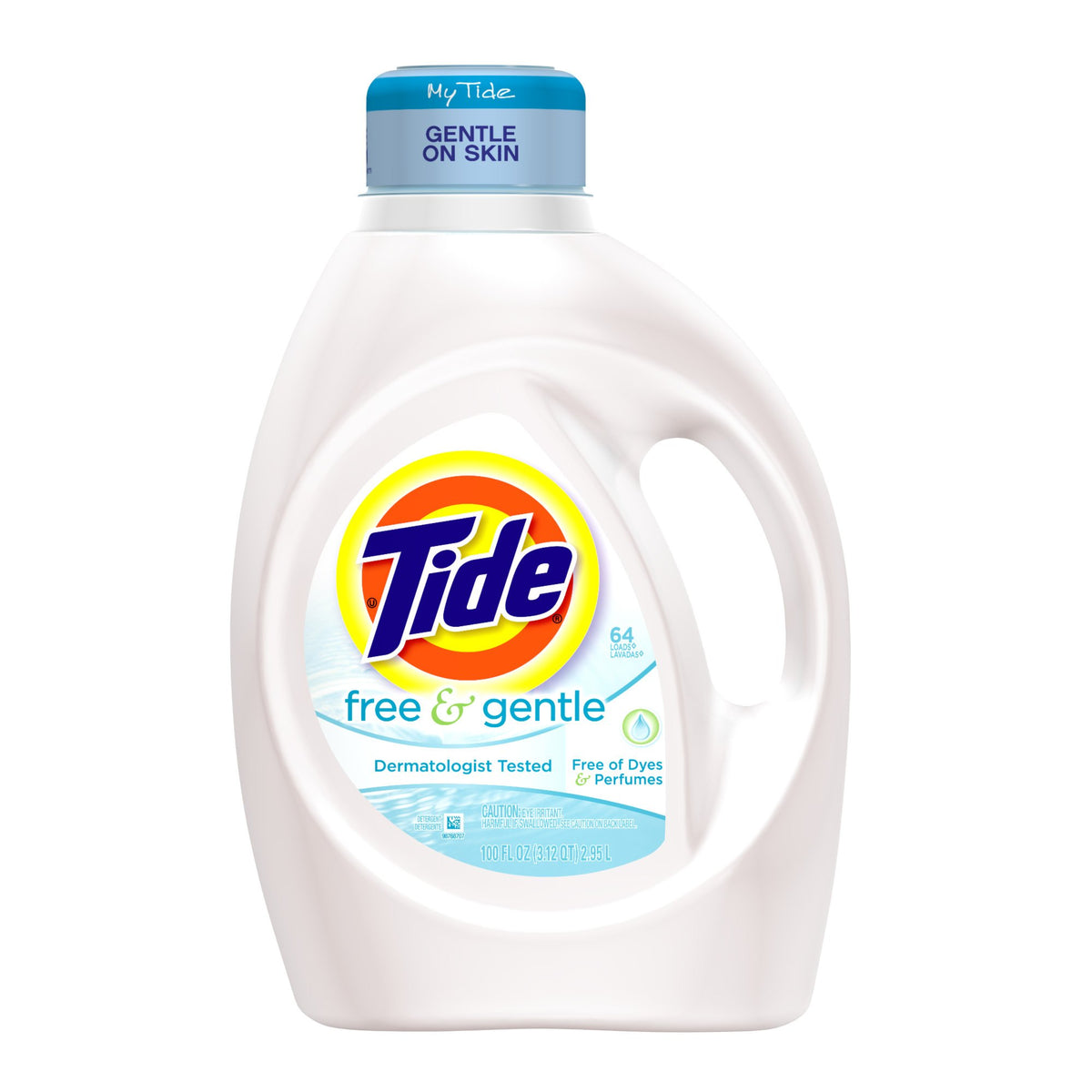 Tide Free & Gentle Liquid Laundry Detergent, Unscented, 1.47 L (32 Loads)
