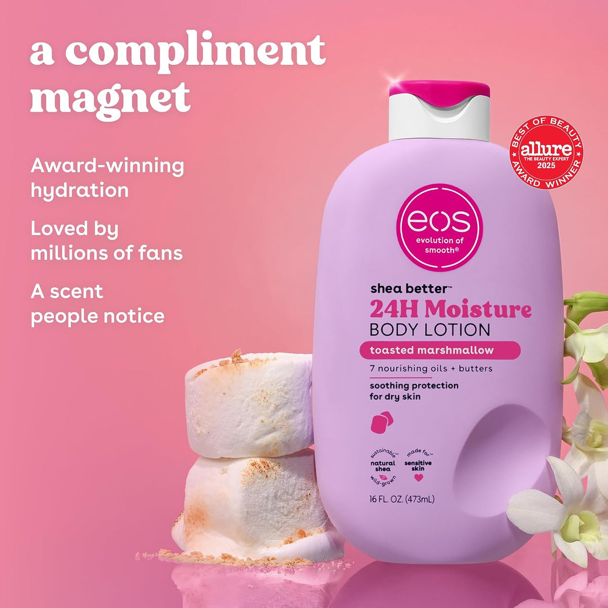 eos Shea Better Body Lotion- Strawberry Dream, with Natural Shea, 16 fl oz
