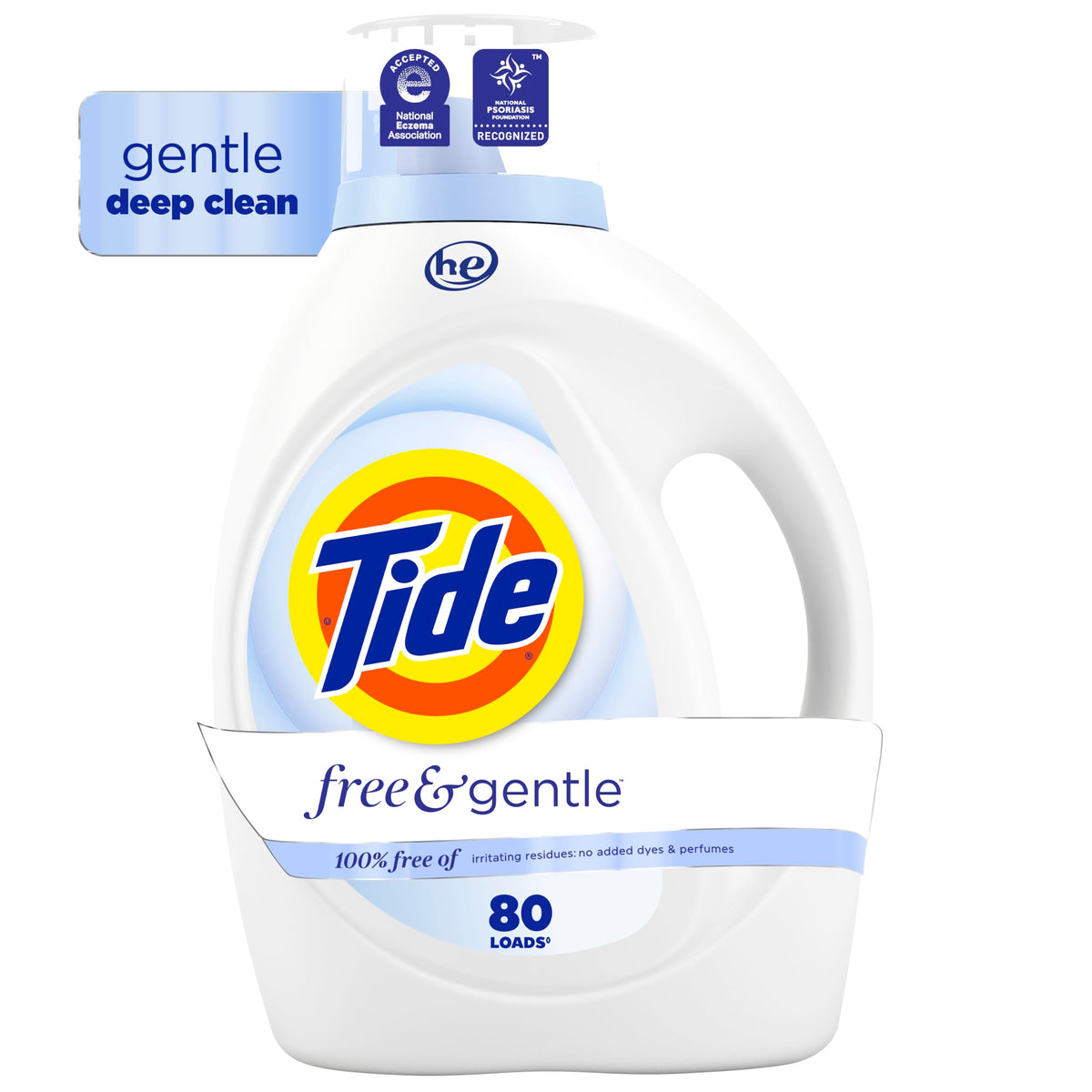 Tide Free & Gentle Liquid Laundry Detergent, Unscented, 1.47 L (32 Loads)