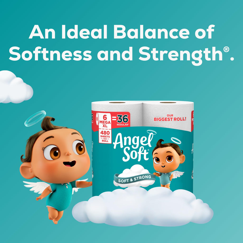 Angel Soft Toilet Paper, 18 Mega Rolls = 72 Regular Rolls, Soft and Strong