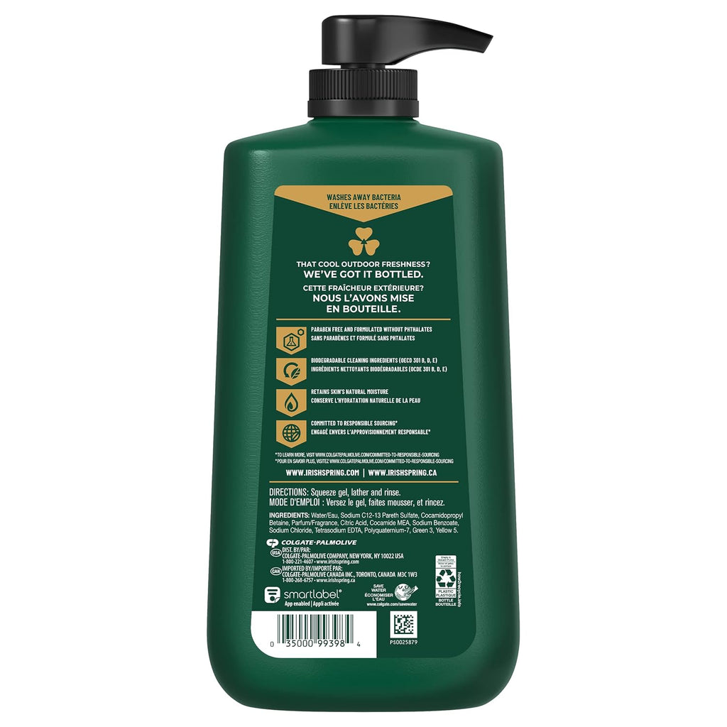 Irish Spring 5 in 1 Body Wash for Men, Fresh Eucalyptus & Bergamot, 887 mL