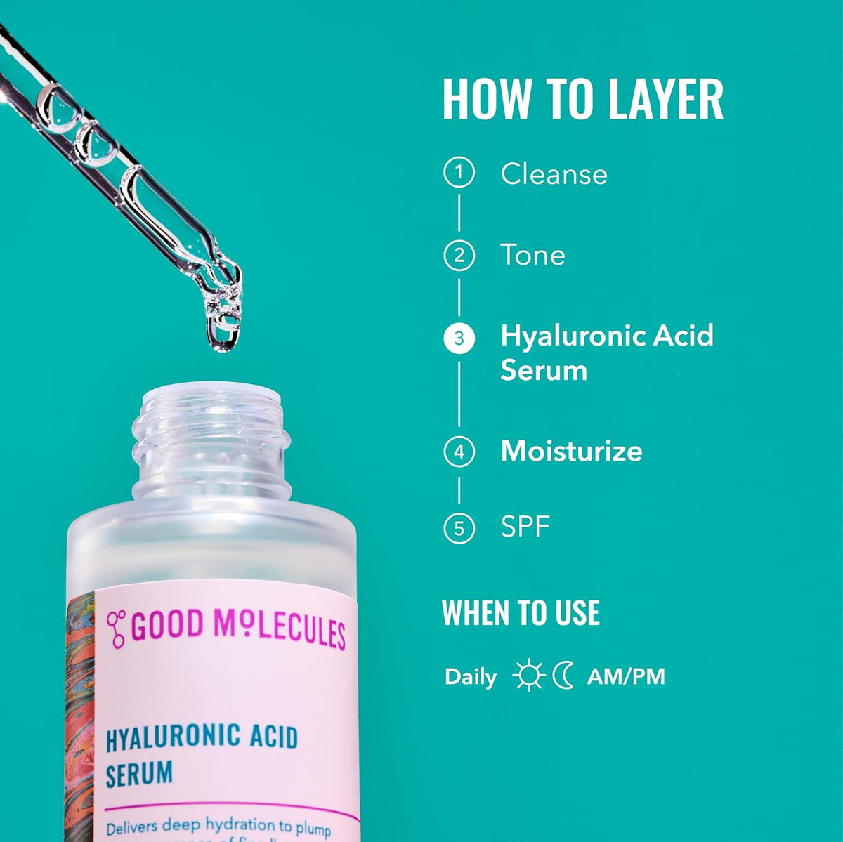 Good Molecules Hyaluronic Acid Serum for Face, 2.5 fl oz, Pack of 2