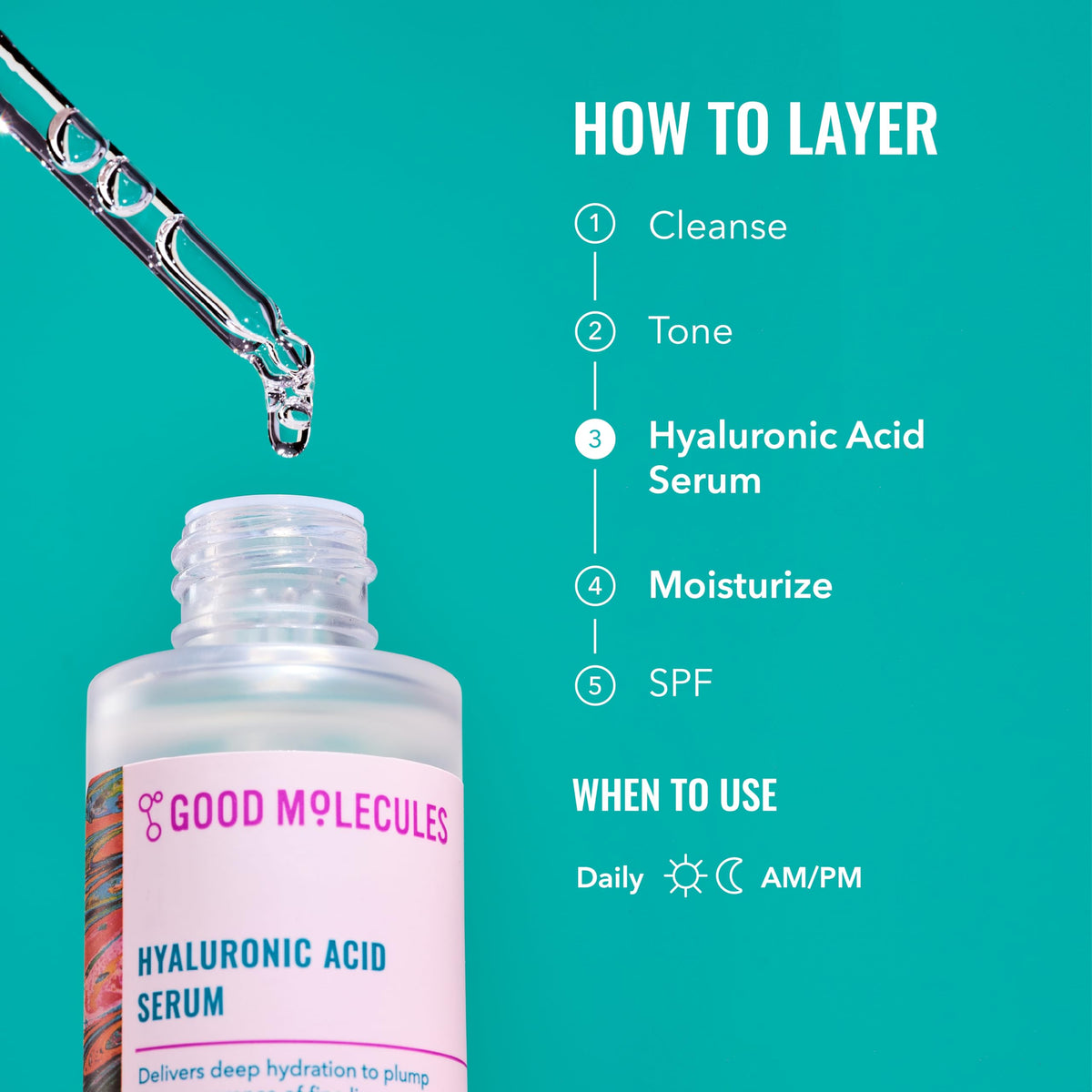 Good Molecules Hyaluronic Acid Serum for Face, 2.5 fl oz, Pack of 2