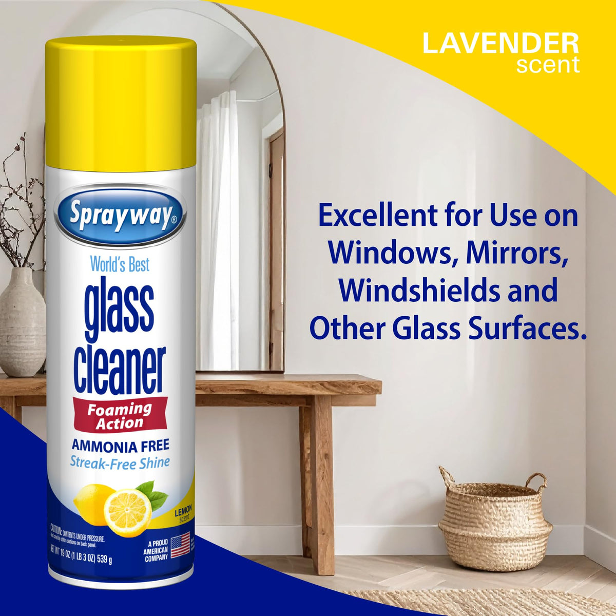 Sprayway Glass Cleaner Foaming Aerosol Spray, 19oz, Pack of 2 | Ammonia-Free, Streakless, Fast-Acting | Cleans & Polishes Glass Surfaces | Fresh Scent, Removes Fingerprints, Dust, Dirt, Smoke Film