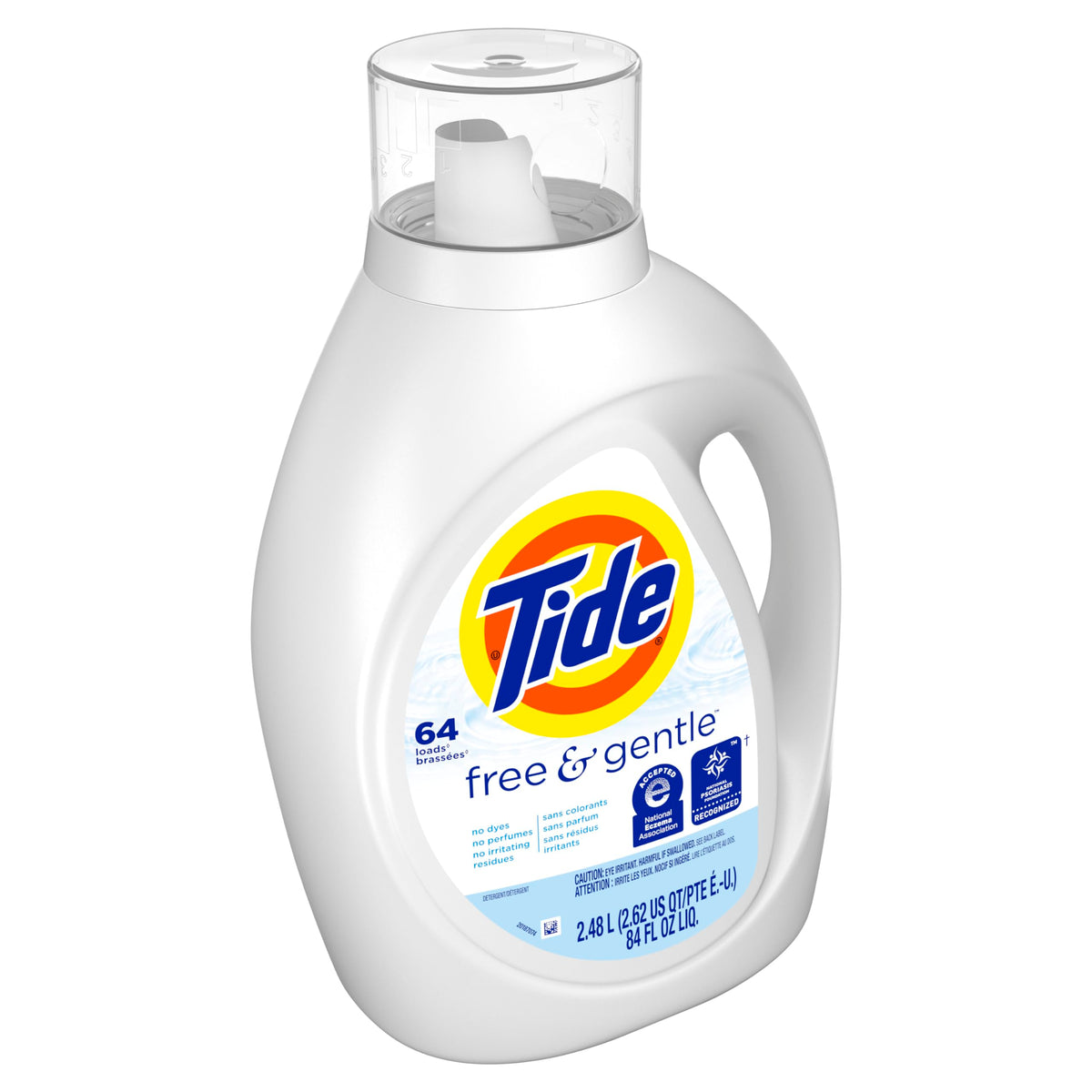 Tide Free & Gentle Liquid Laundry Detergent, Unscented, 1.47 L (32 Loads)