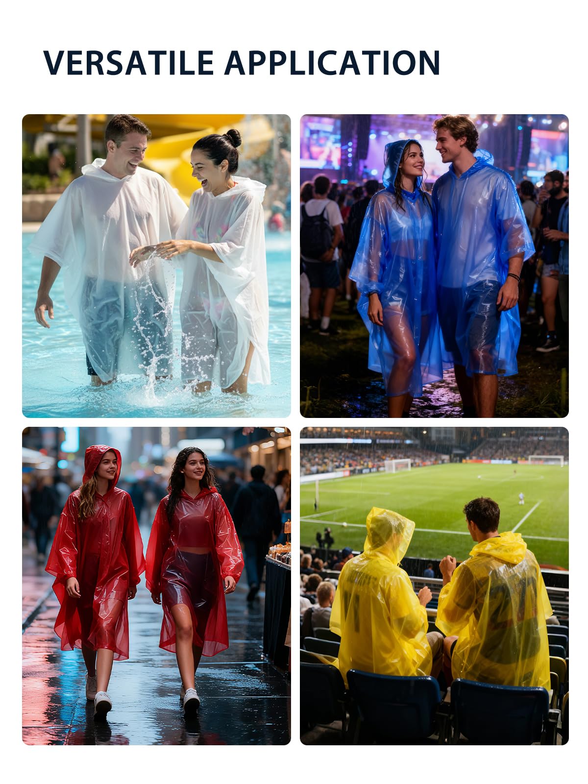 SaphiRose Disposable Adult Rain Ponchos Clear Emergency Raincoat