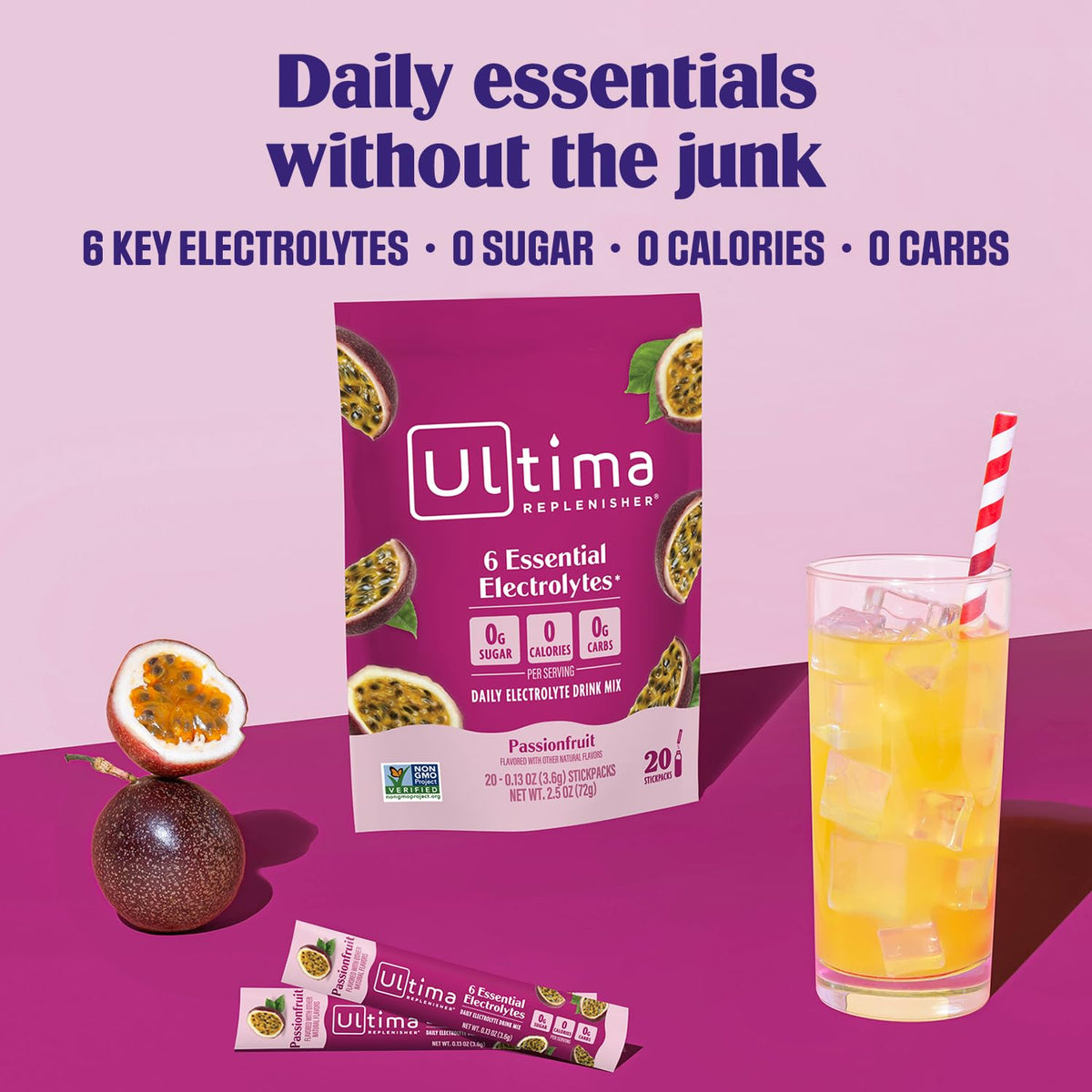 Ultima Replenisher Pink Lemonade Electrolyte Packets, 20 Stickpacks