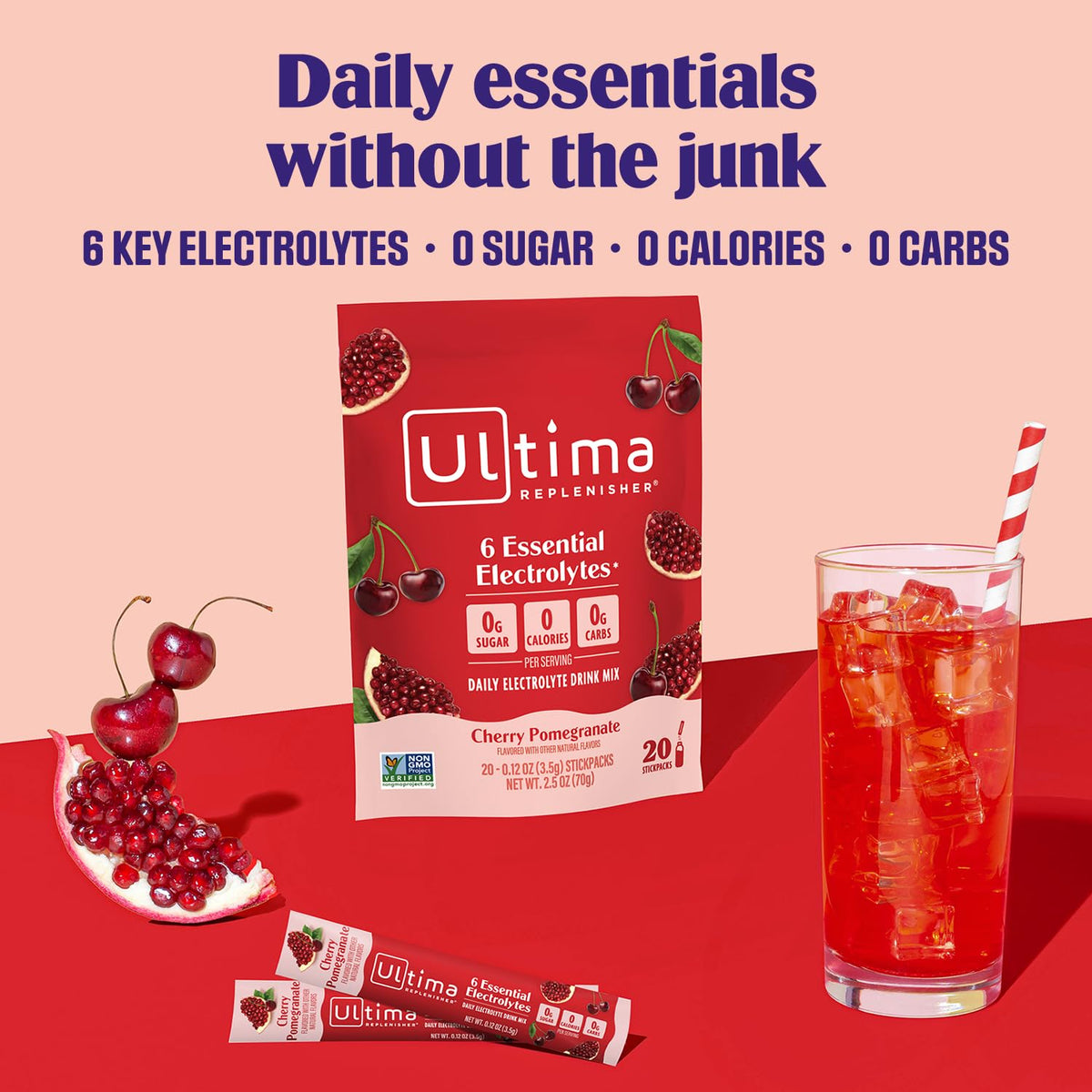 Ultima Replenisher Pink Lemonade Electrolyte Packets, 20 Stickpacks