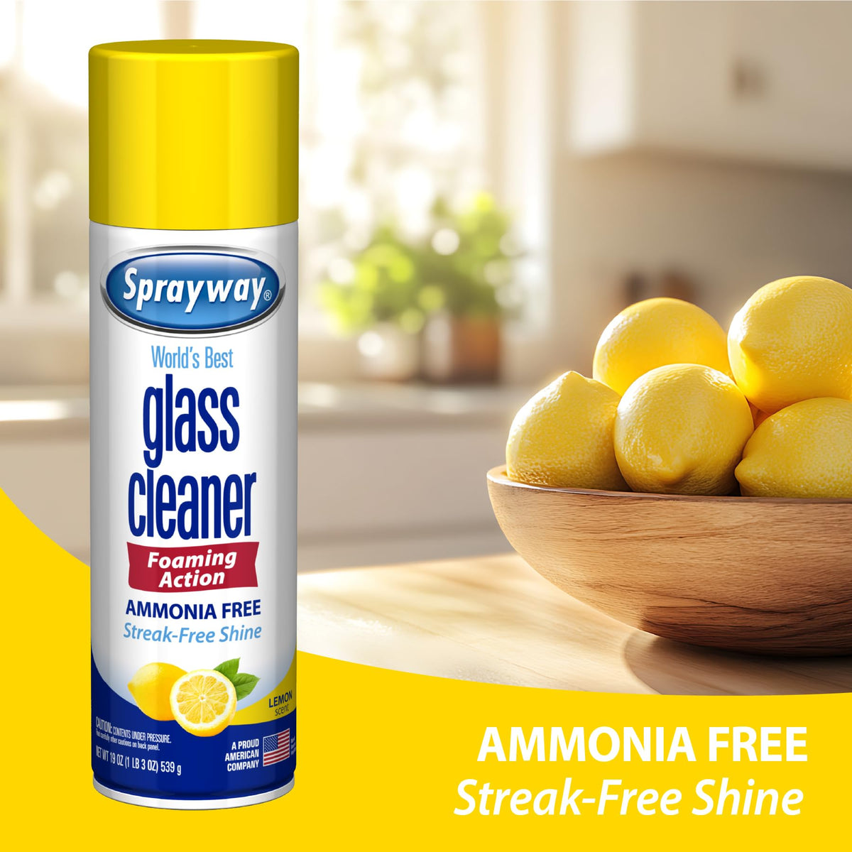 Sprayway Glass Cleaner Foaming Aerosol Spray, 19oz, Pack of 2 | Ammonia-Free, Streakless, Fast-Acting | Cleans & Polishes Glass Surfaces | Fresh Scent, Removes Fingerprints, Dust, Dirt, Smoke Film