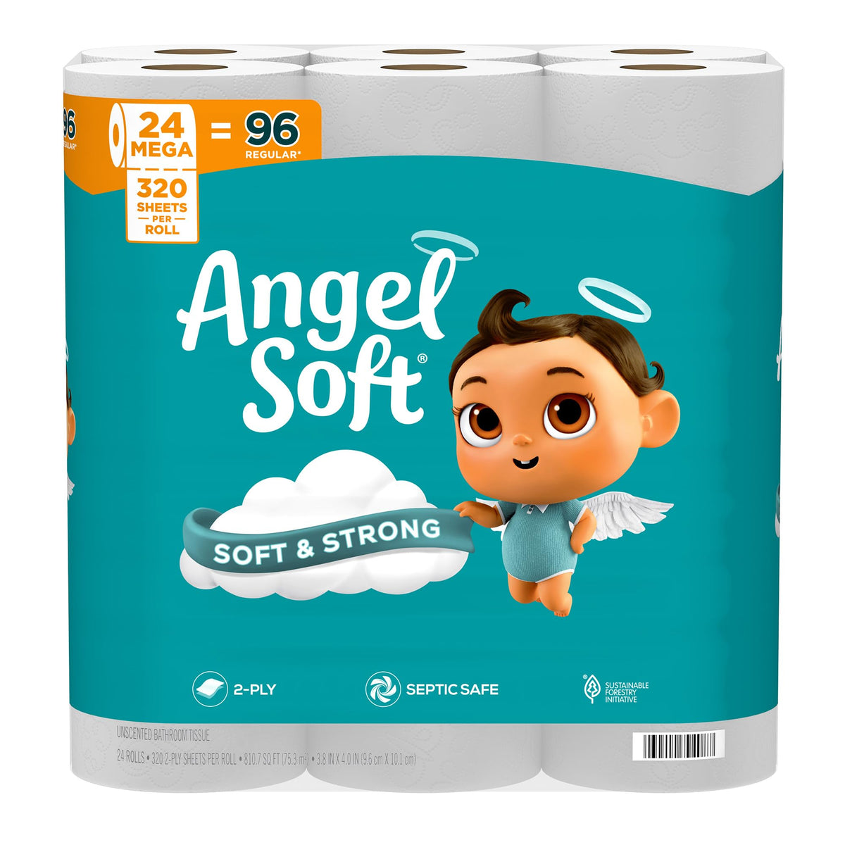 Angel Soft Toilet Paper, 18 Mega Rolls = 72 Regular Rolls, Soft and Strong