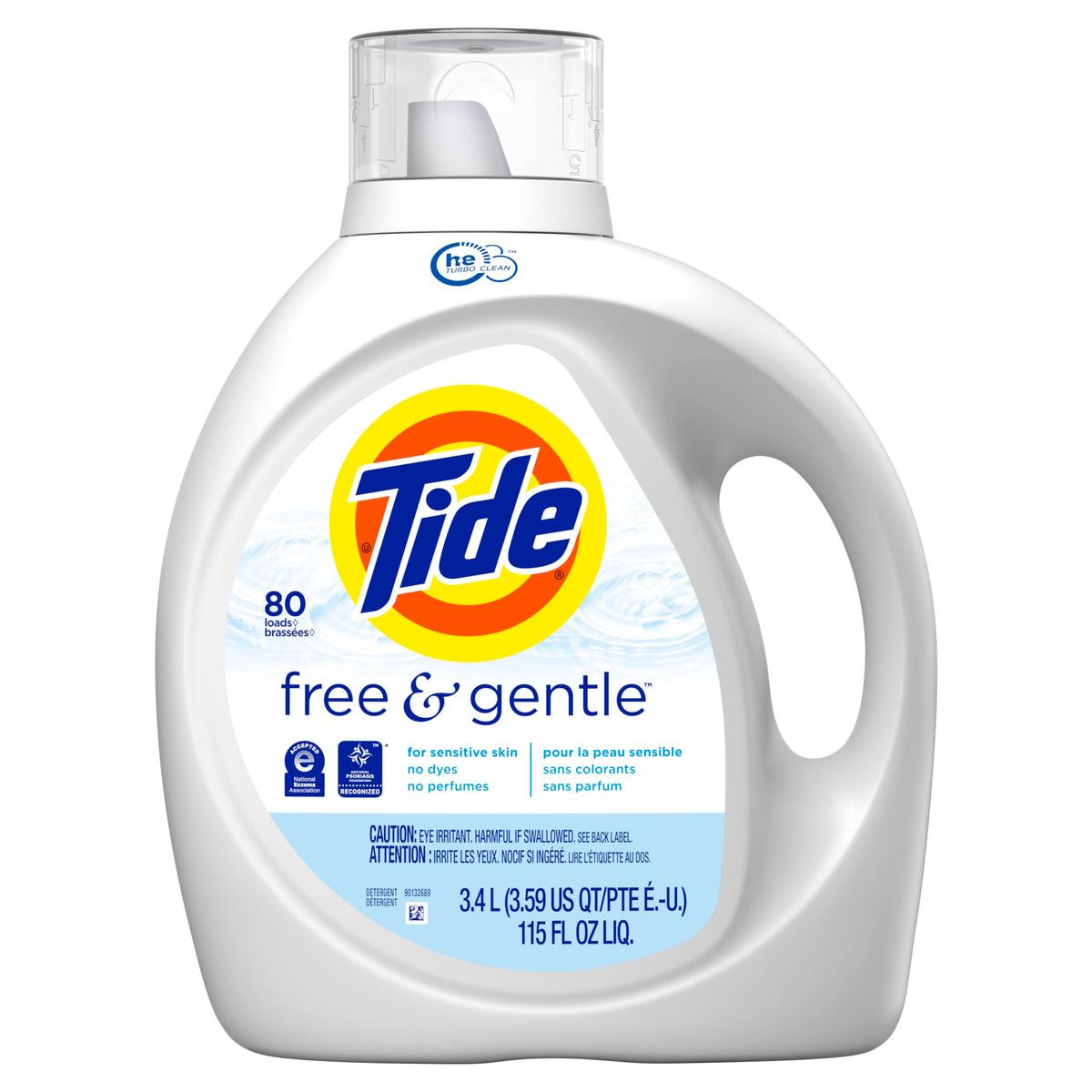Tide Free & Gentle Liquid Laundry Detergent, Unscented, 1.47 L (32 Loads)