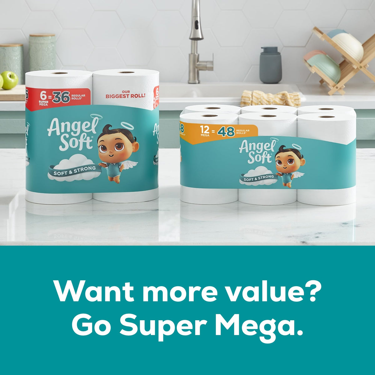 Angel Soft Toilet Paper, 18 Mega Rolls = 72 Regular Rolls, Soft and Strong