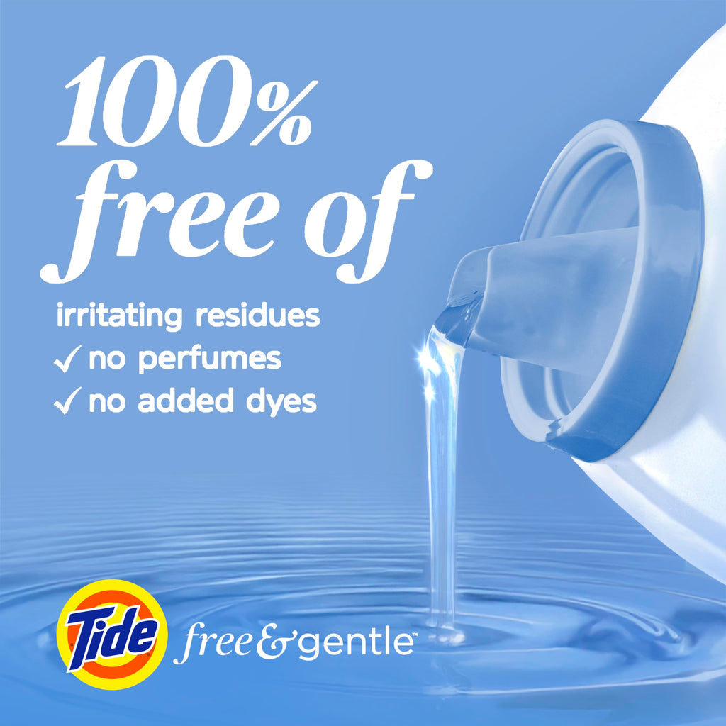 Tide Free & Gentle Liquid Laundry Detergent, Unscented, 1.47 L (32 Loads)