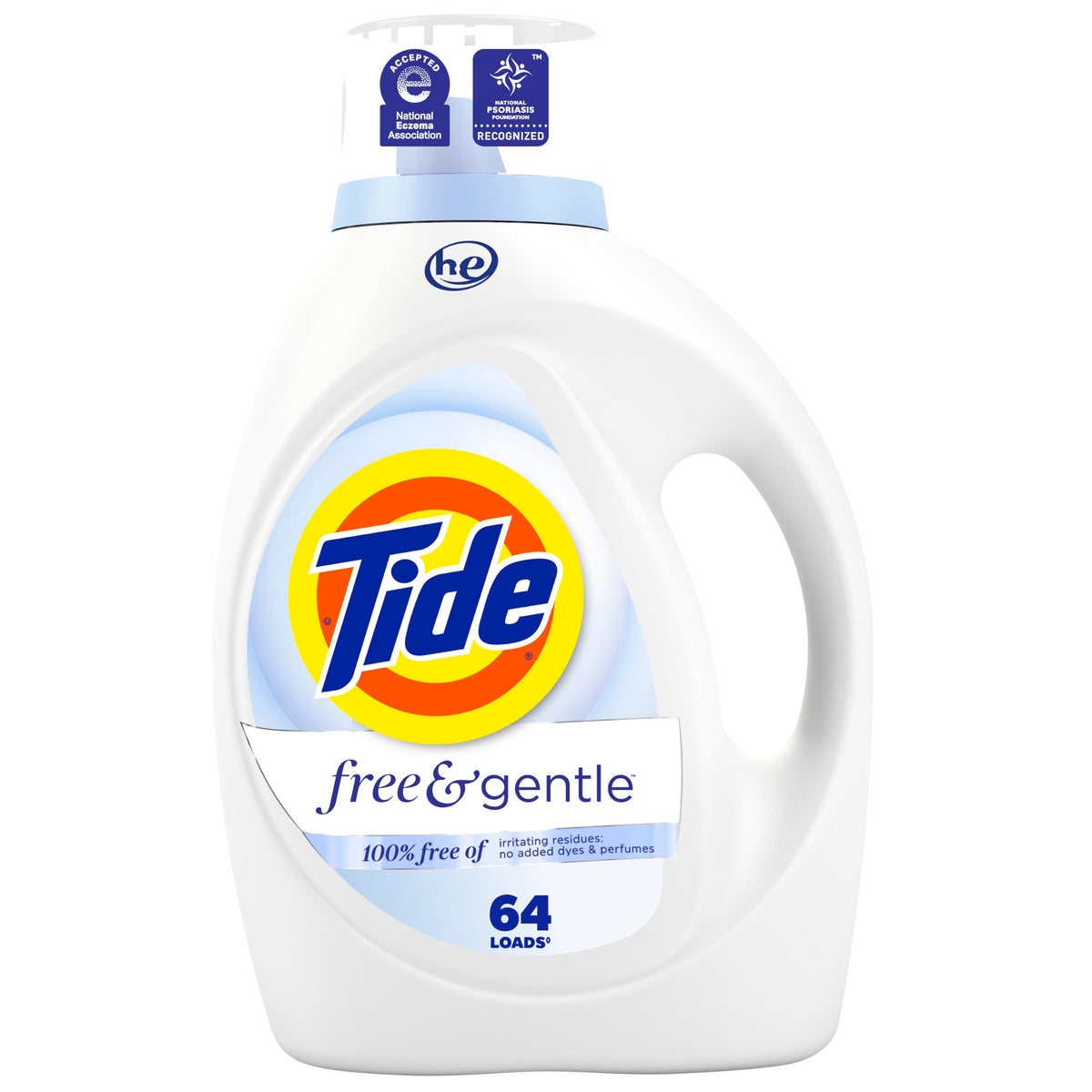 Tide Free & Gentle Liquid Laundry Detergent, Unscented, 1.47 L (32 Loads)