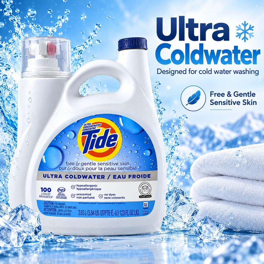 Tide Free & Gentle Liquid Laundry Detergent, Unscented, 1.47 L (32 Loads)