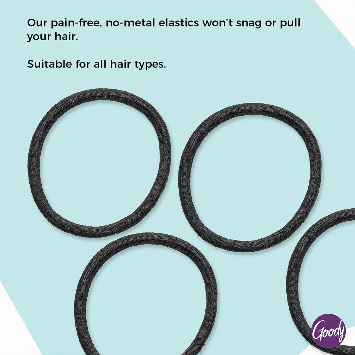 Goody Ouchless Elastic Hair Ties, 30 Ct, Black, 4MM Rubber Bands, Pain-Free