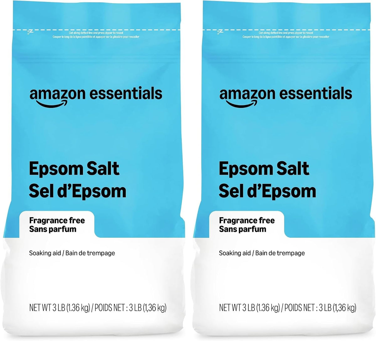 Amazon Essentials Epsom Salt Soak, Magnesium Sulfate USP, 3 Pound, 1-Pack (Previously Amazon Basics)
