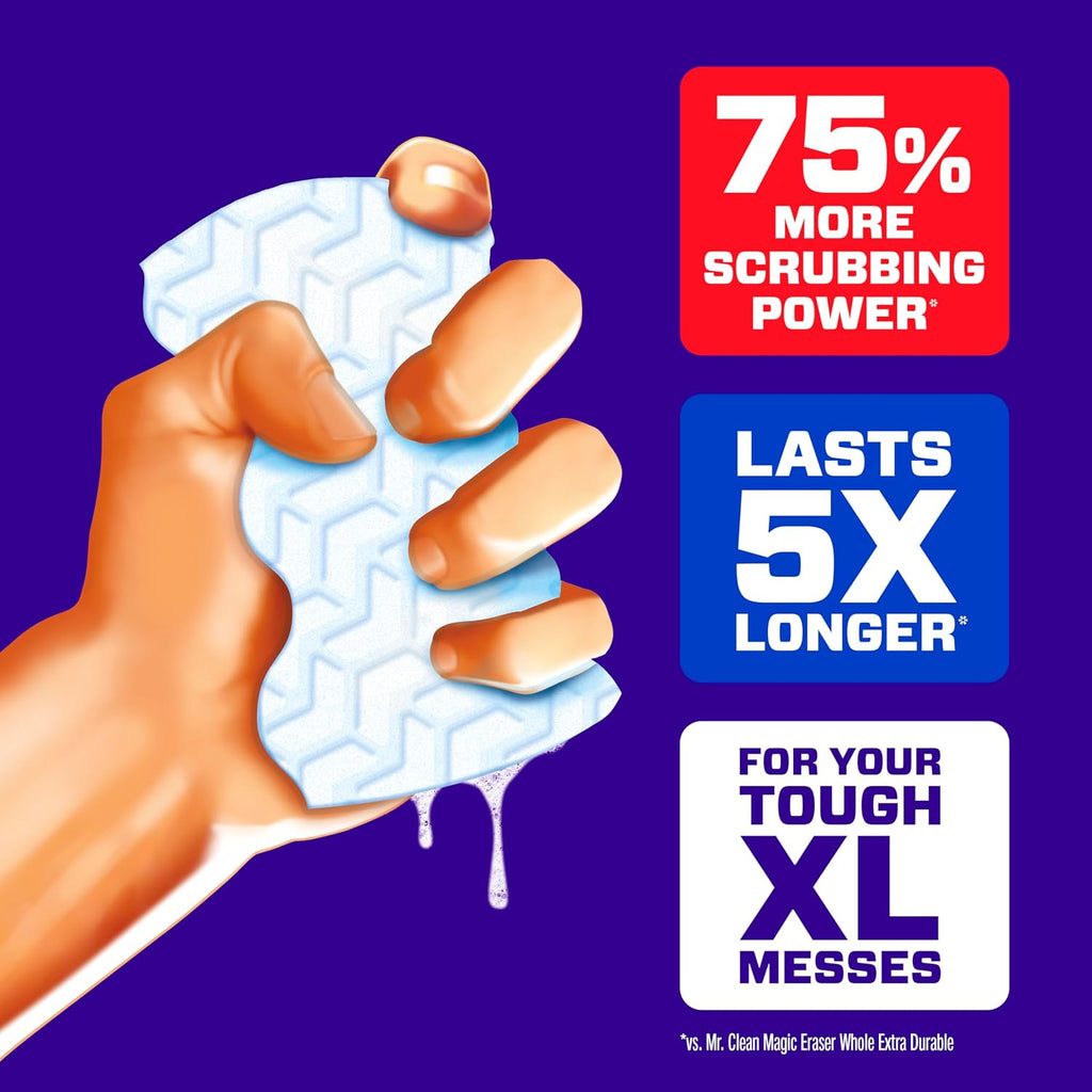 Mr. Clean Magic Eraser, All Purpose Cleaner, Cleaning Scrubber, Wall, Sneaker, Kitchen, Bathroom, Shower Cleaning Supplies, Melamine Pads, Whole Home Extra Durable, 12ct
