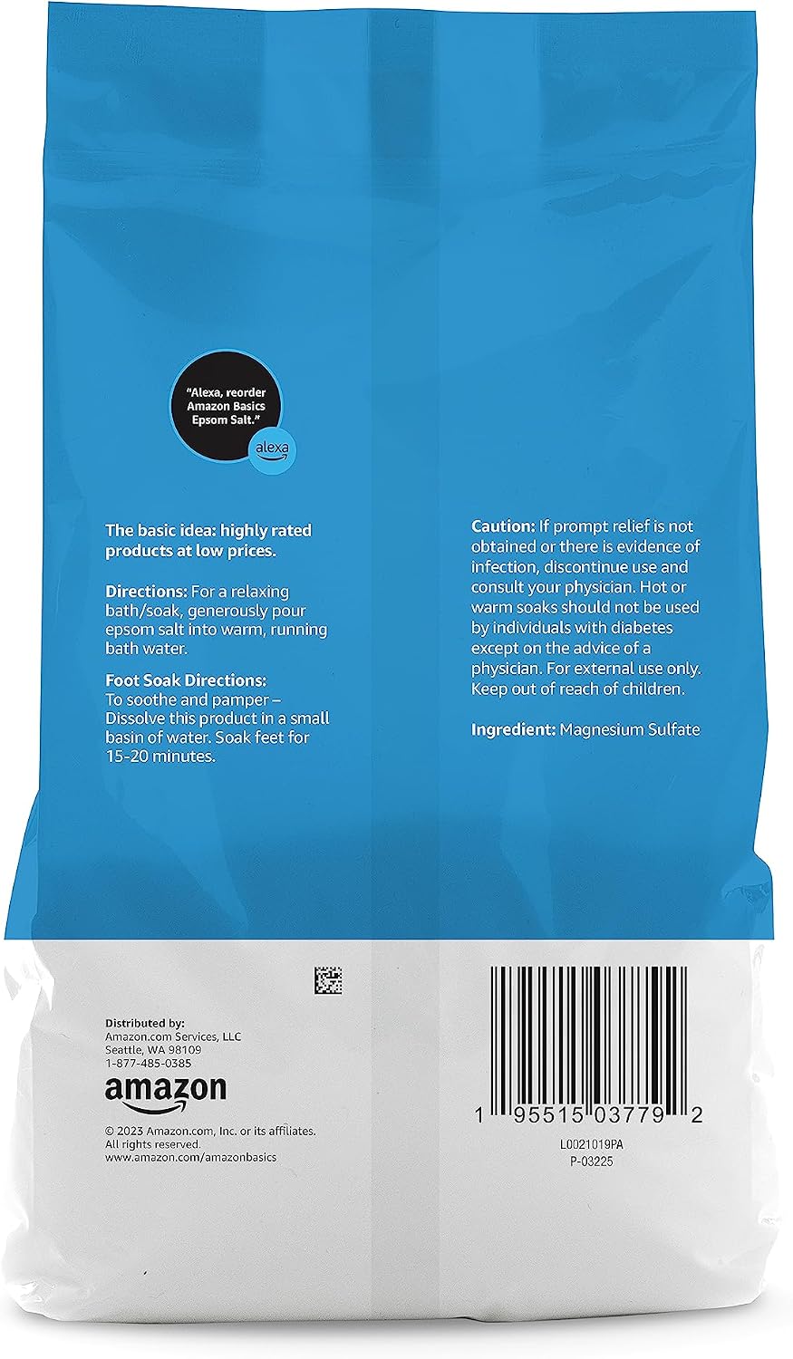Amazon Essentials Epsom Salt Soak, Magnesium Sulfate USP, 3 Pound, 1-Pack (Previously Amazon Basics)