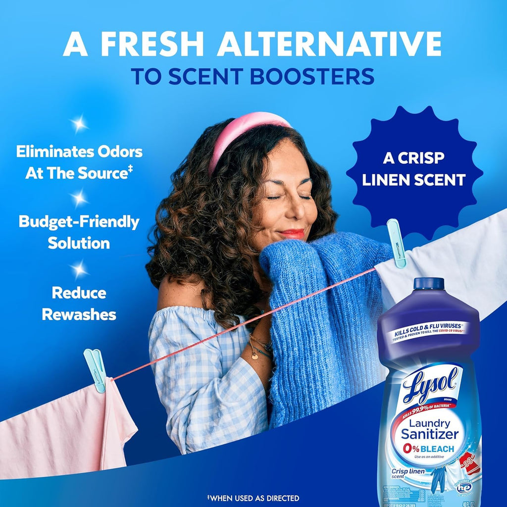Lysol Laundry Sanitizer Liquid, Detergent Additive, Crisp Linen, 90oz