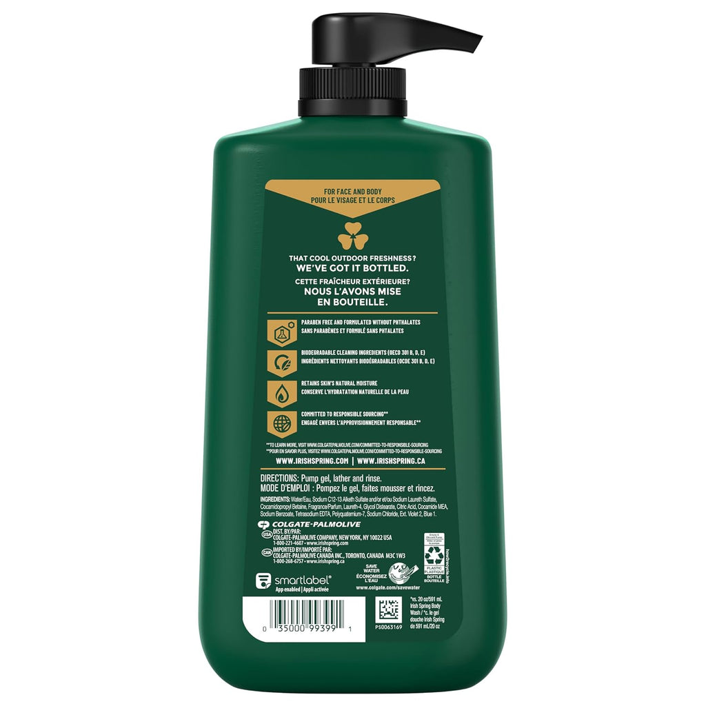 Irish Spring 5 in 1 Body Wash for Men, Fresh Eucalyptus & Bergamot, 887 mL