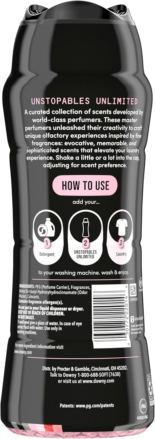 Downy Unstopables Unlimited Collection In Wash Laundry Scent Booster Beads, No. 26, Fine Fragrance, Long Lasting Fresh Scent Beads, 21.1 oz