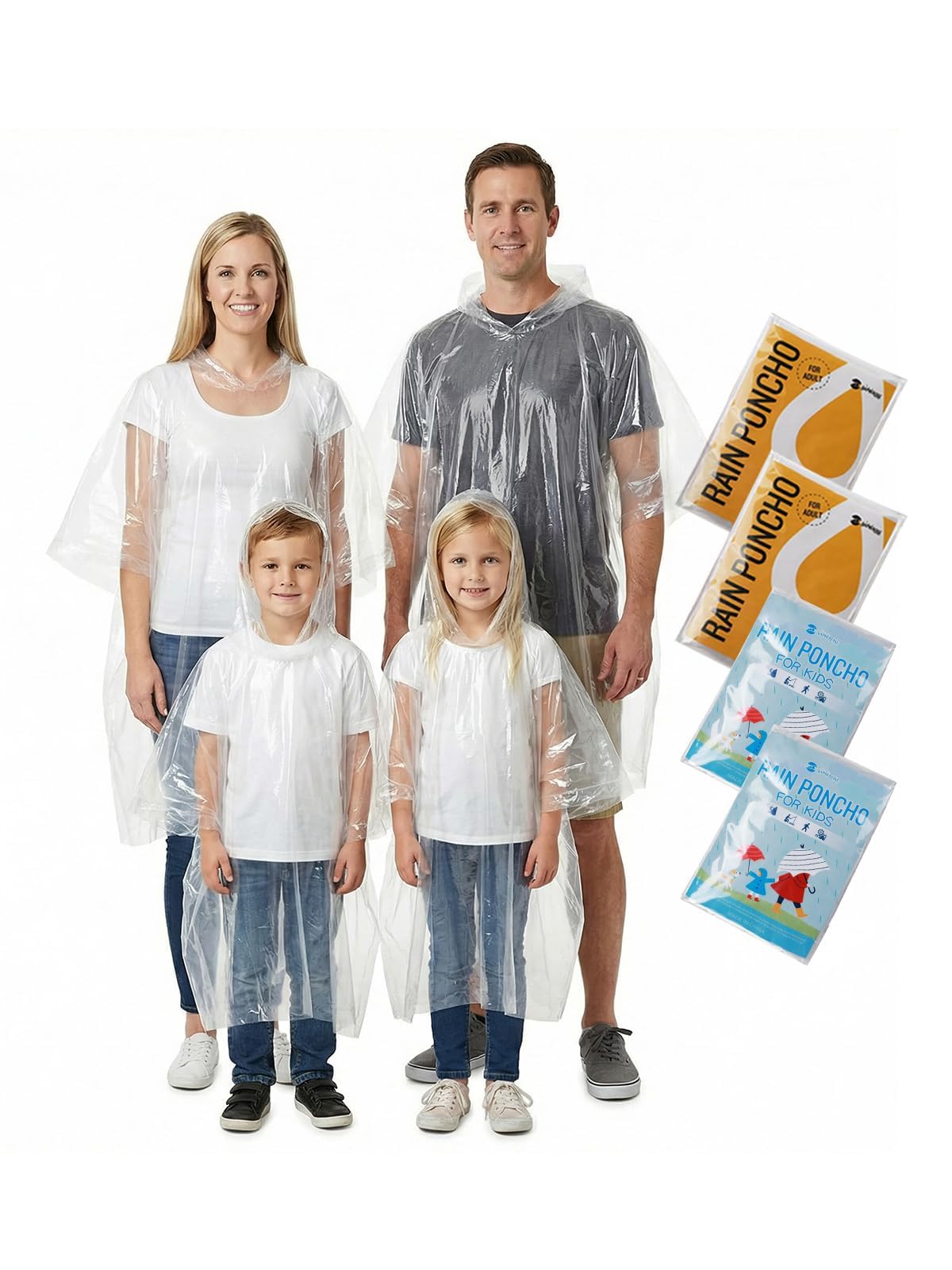 SaphiRose Disposable Adult Rain Ponchos Clear Emergency Raincoat