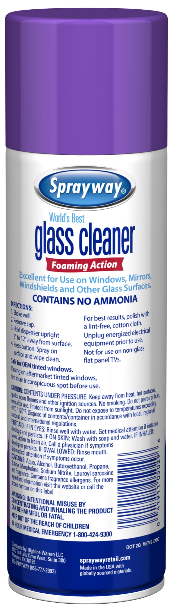 Sprayway Glass Cleaner Foaming Aerosol Spray, 19oz, Pack of 2 | Ammonia-Free, Streakless, Fast-Acting | Cleans & Polishes Glass Surfaces | Fresh Scent, Removes Fingerprints, Dust, Dirt, Smoke Film