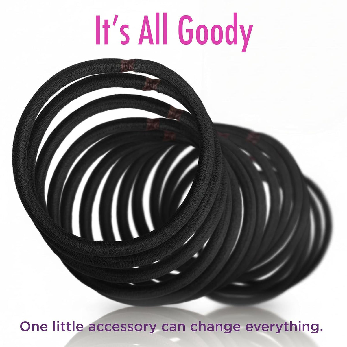 Goody Ouchless Elastic Hair Ties, 30 Ct, Black, 4MM Rubber Bands, Pain-Free