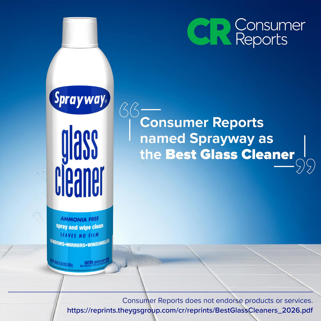 Sprayway Glass Cleaner Foaming Aerosol Spray, 19oz, Pack of 2 | Ammonia-Free, Streakless, Fast-Acting | Cleans & Polishes Glass Surfaces | Fresh Scent, Removes Fingerprints, Dust, Dirt, Smoke Film