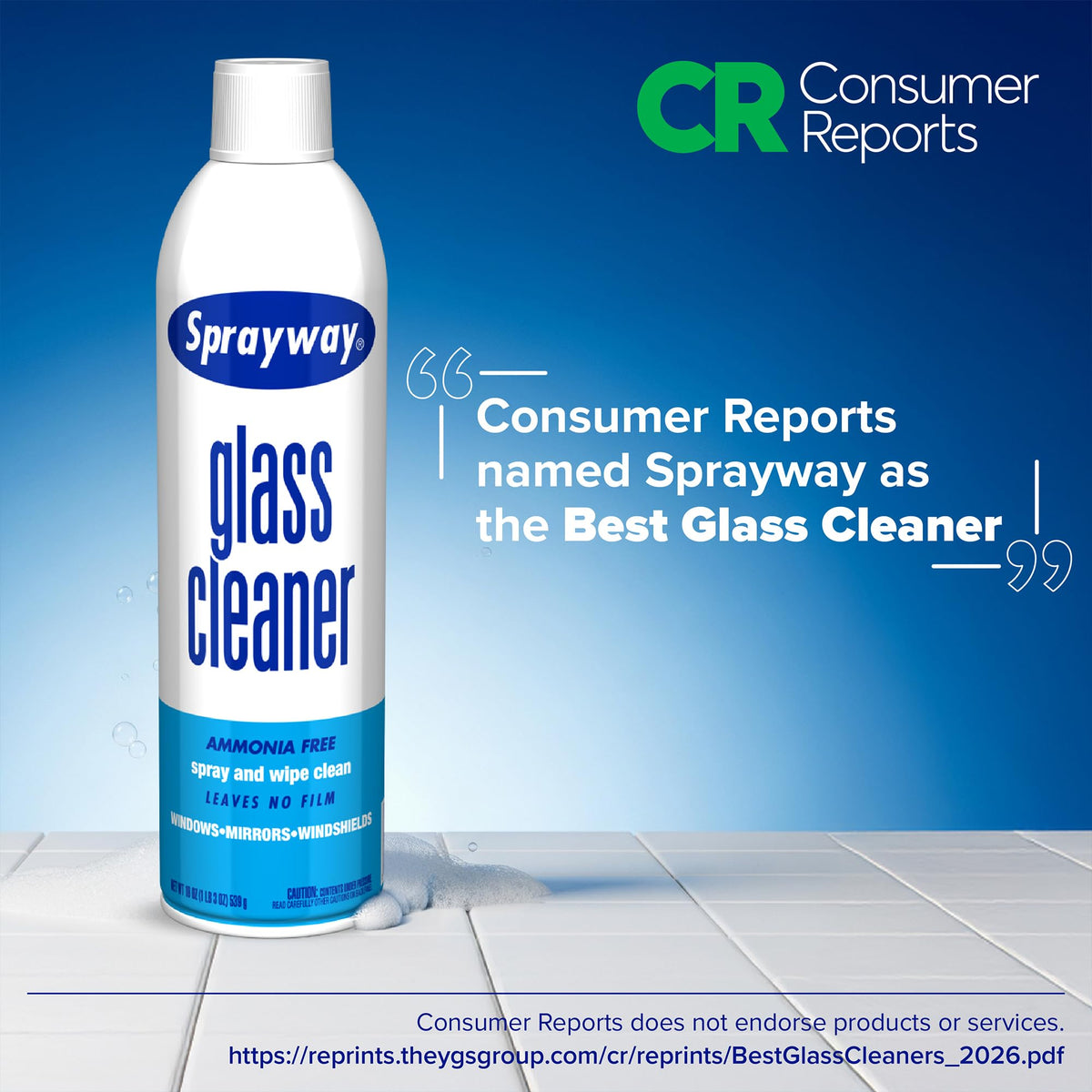Sprayway Glass Cleaner Foaming Aerosol Spray, 19oz, Pack of 2 | Ammonia-Free, Streakless, Fast-Acting | Cleans & Polishes Glass Surfaces | Fresh Scent, Removes Fingerprints, Dust, Dirt, Smoke Film