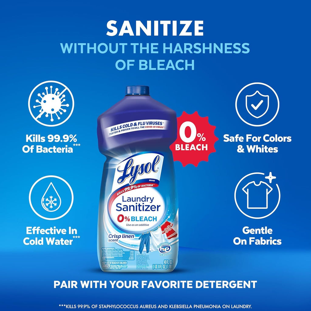 Lysol Laundry Sanitizer Liquid, Detergent Additive, Crisp Linen, 90oz
