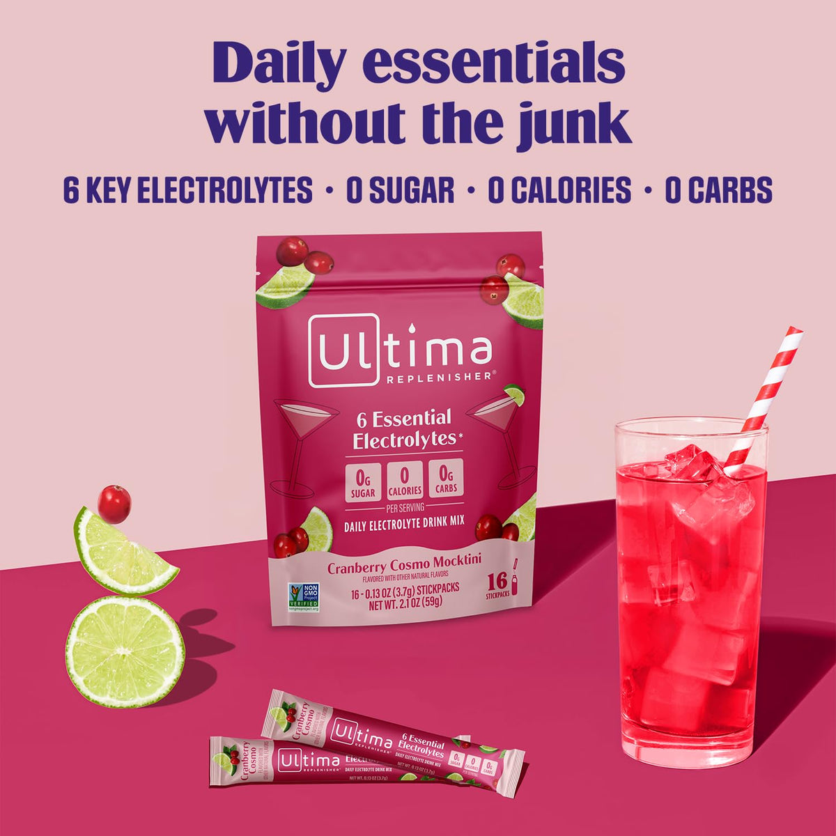 Ultima Replenisher Pink Lemonade Electrolyte Packets, 20 Stickpacks
