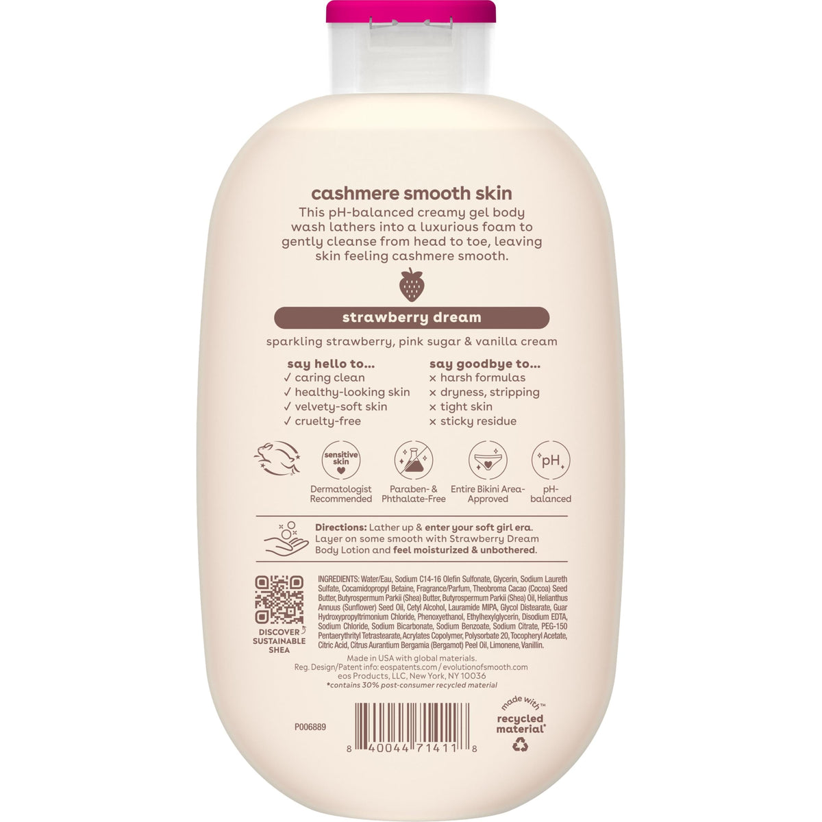 eos Cashmere Body Wash- Vanilla Cashmere, Creamy Gel with Shea Butter, 16 fl oz