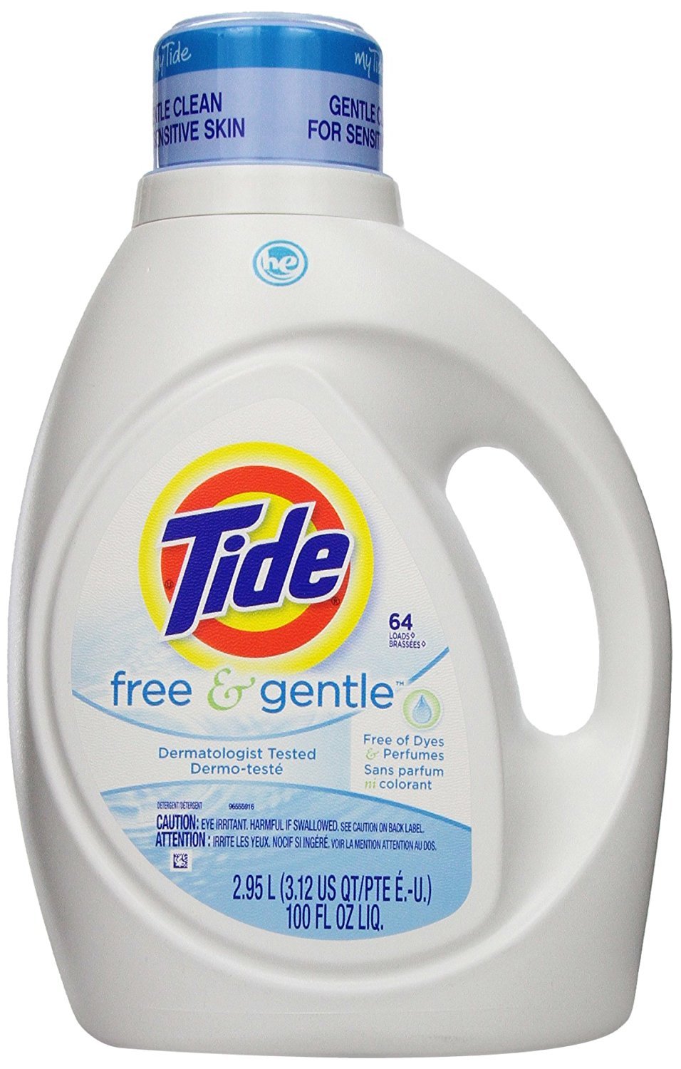 Tide Free & Gentle Liquid Laundry Detergent, Unscented, 1.47 L (32 Loads)