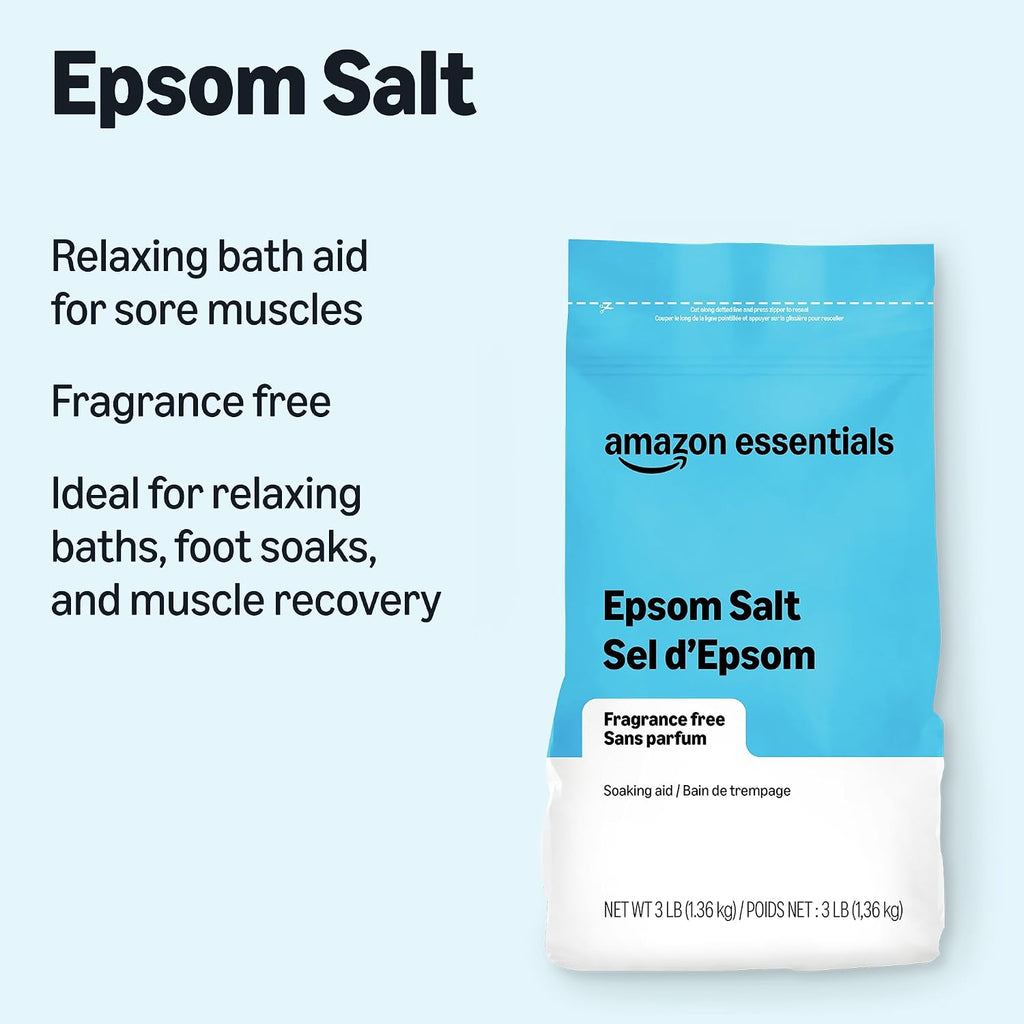 Amazon Essentials Epsom Salt Soak, Magnesium Sulfate USP, 3 Pound, 1-Pack (Previously Amazon Basics)
