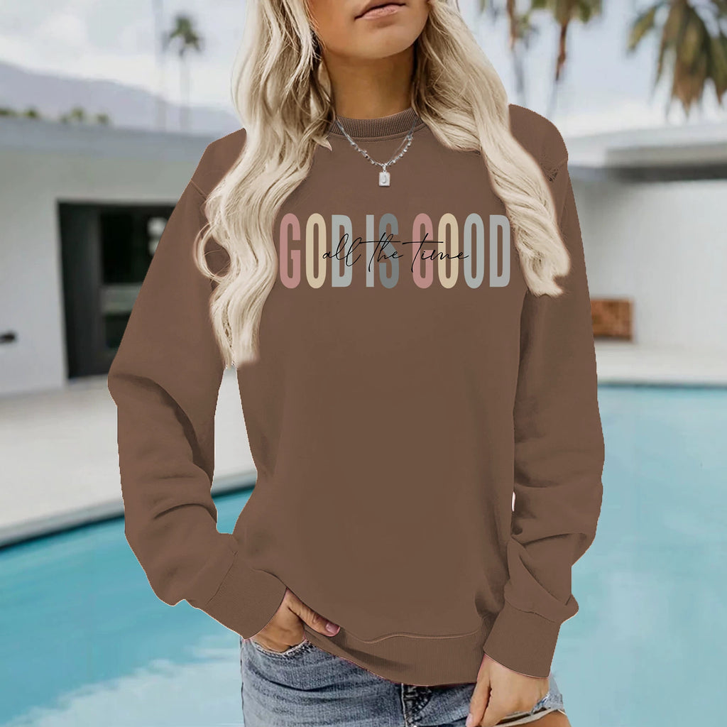 GOD IS GOOD Printed Round Neck Shirt