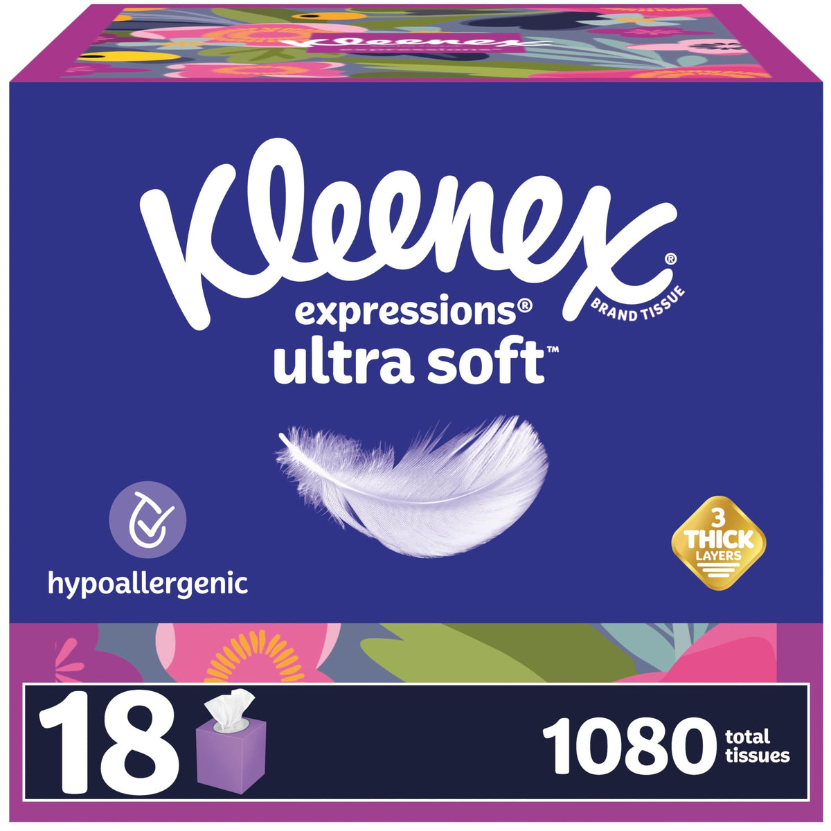 Kleenex Ultra Soft Facial Tissues, 8 Cube Boxes, 80 Tissues per Box