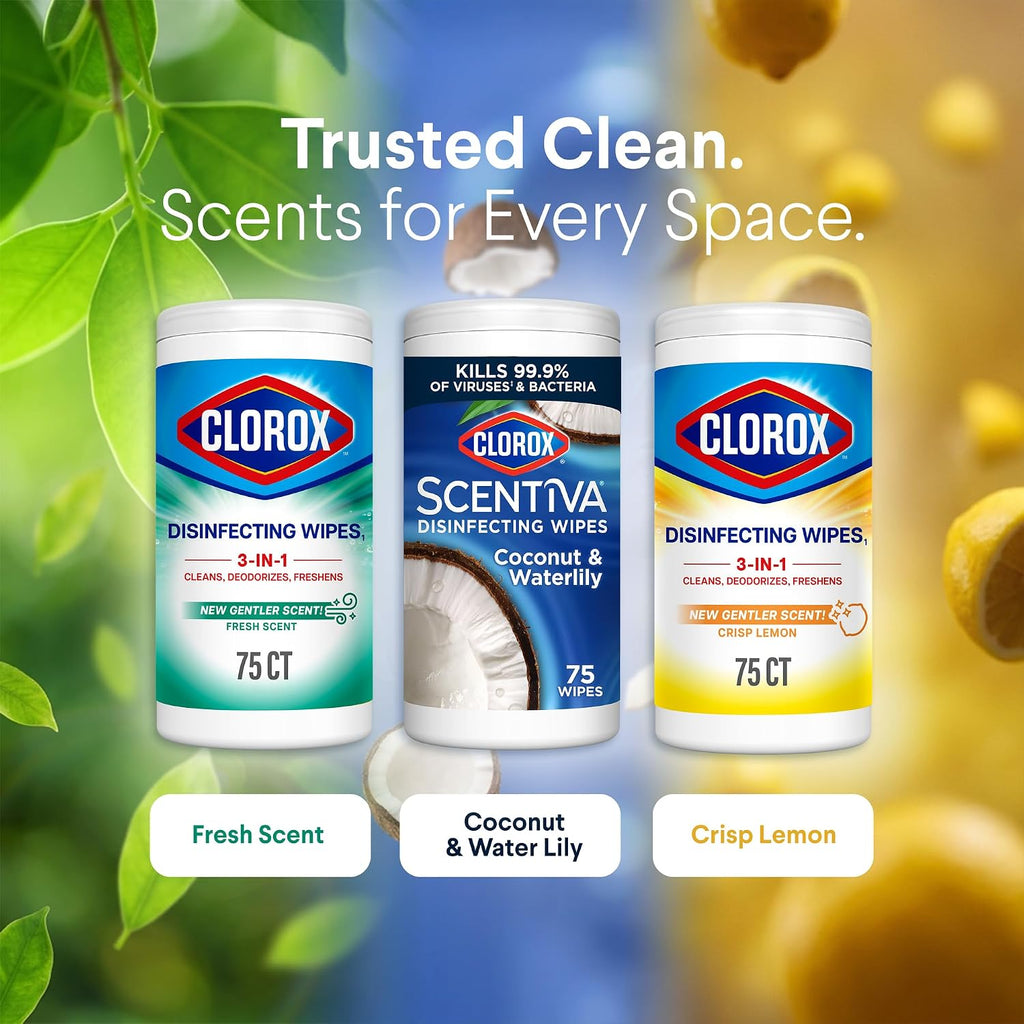 Clorox Disinfecting Wipes Cleaning Variety Pack, 75 Count, 3 Pack