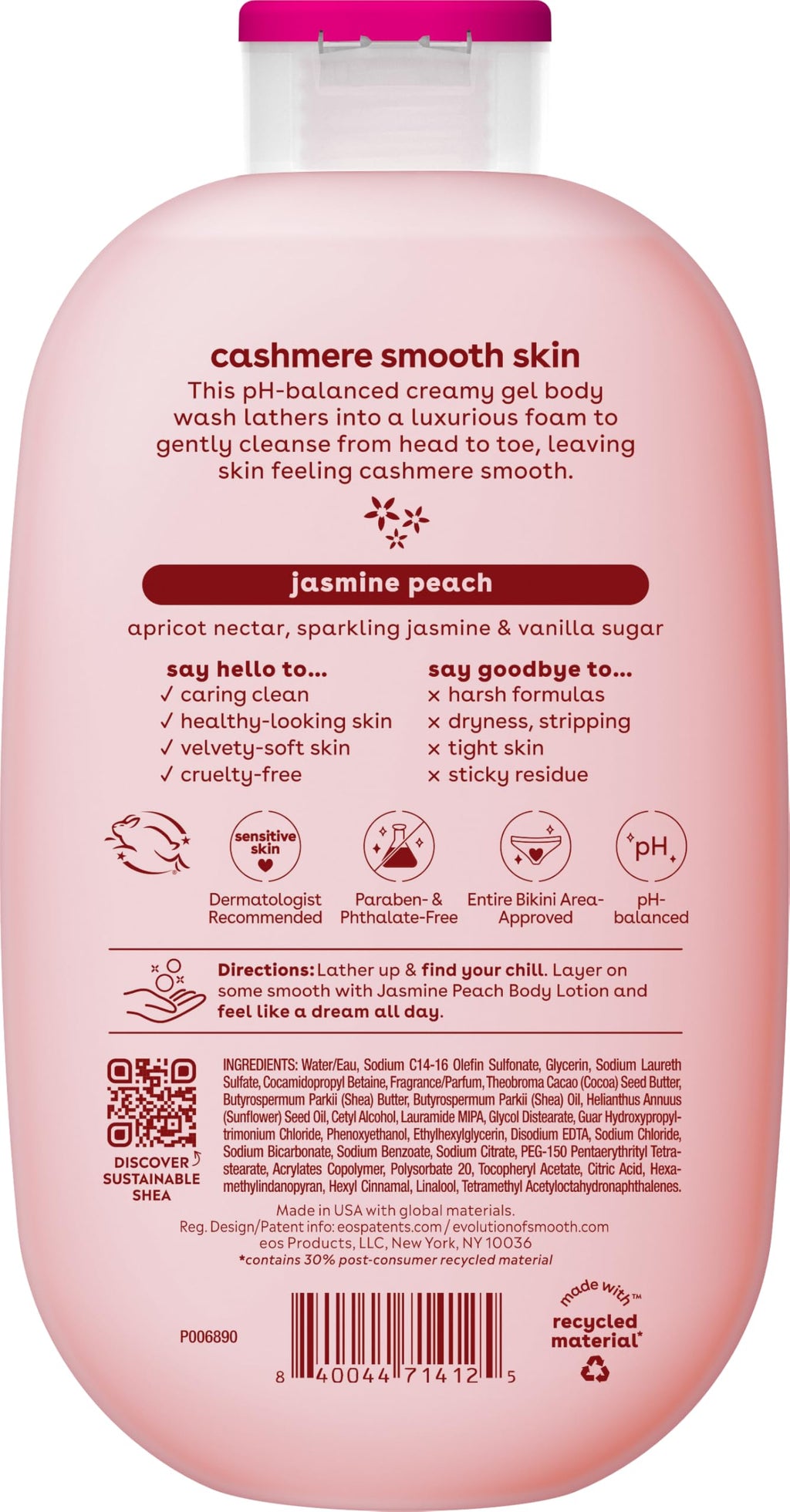 eos Cashmere Body Wash- Vanilla Cashmere, Creamy Gel with Shea Butter, 16 fl oz