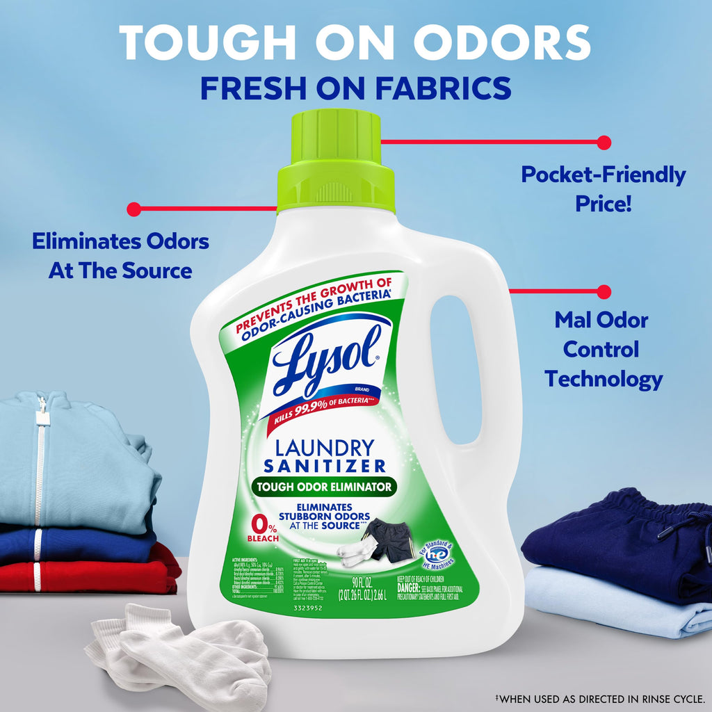 Lysol Laundry Sanitizer Liquid, Detergent Additive, Crisp Linen, 90oz