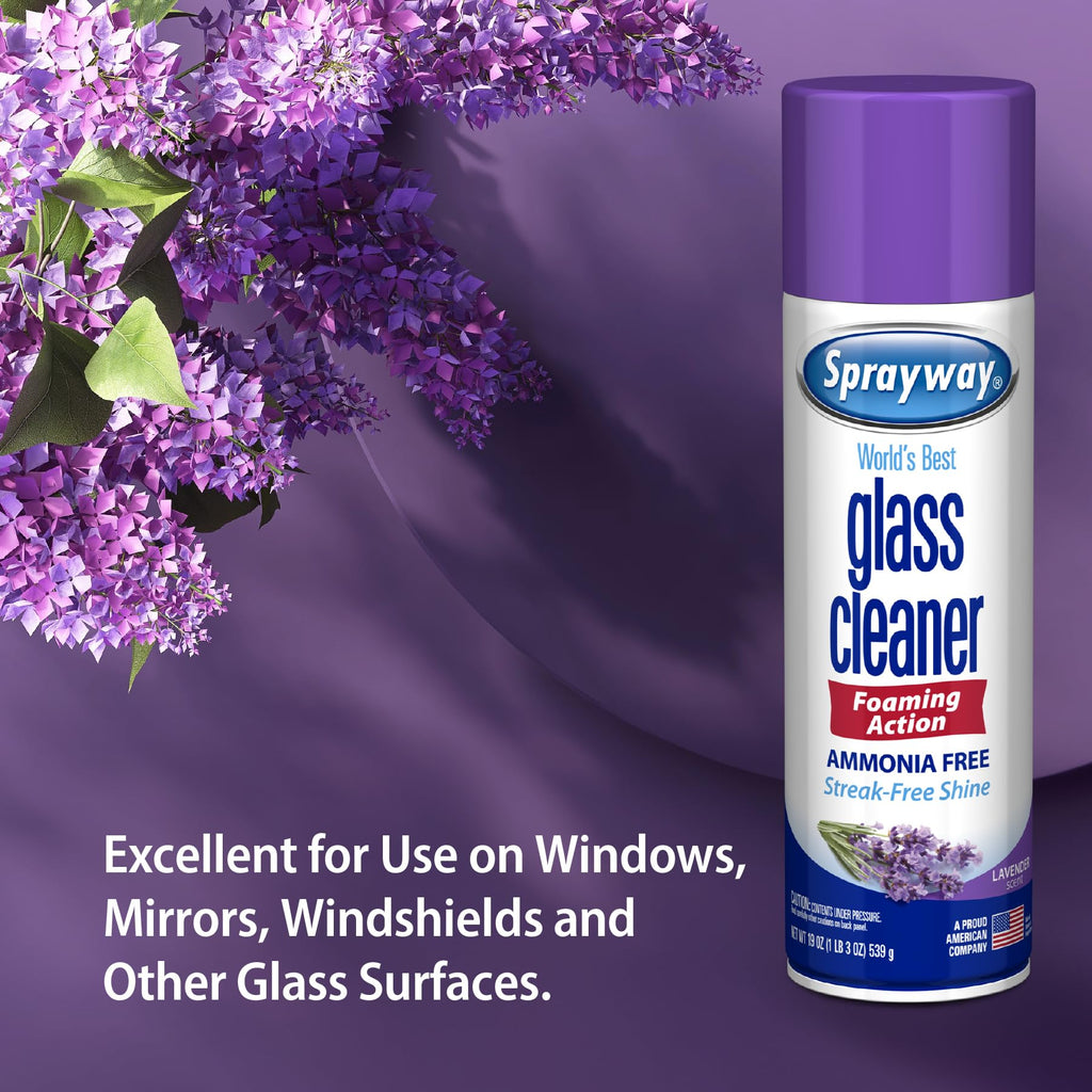 Sprayway Glass Cleaner Foaming Aerosol Spray, 19oz, Pack of 2 | Ammonia-Free, Streakless, Fast-Acting | Cleans & Polishes Glass Surfaces | Fresh Scent, Removes Fingerprints, Dust, Dirt, Smoke Film