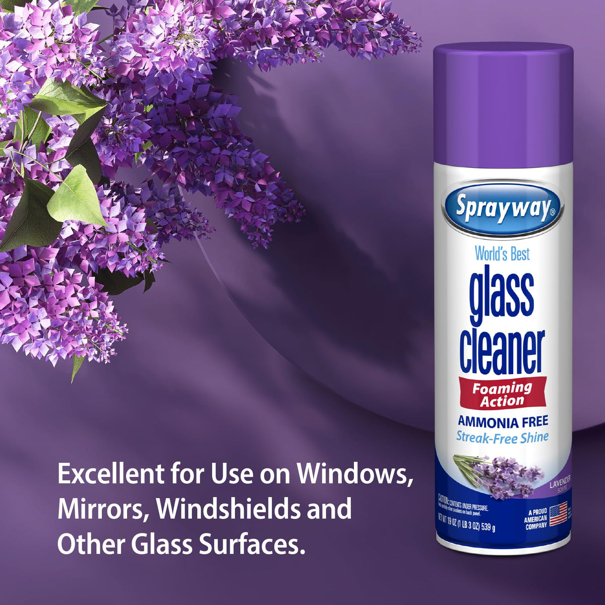 Sprayway Glass Cleaner Foaming Aerosol Spray, 19oz, Pack of 2 | Ammonia-Free, Streakless, Fast-Acting | Cleans & Polishes Glass Surfaces | Fresh Scent, Removes Fingerprints, Dust, Dirt, Smoke Film