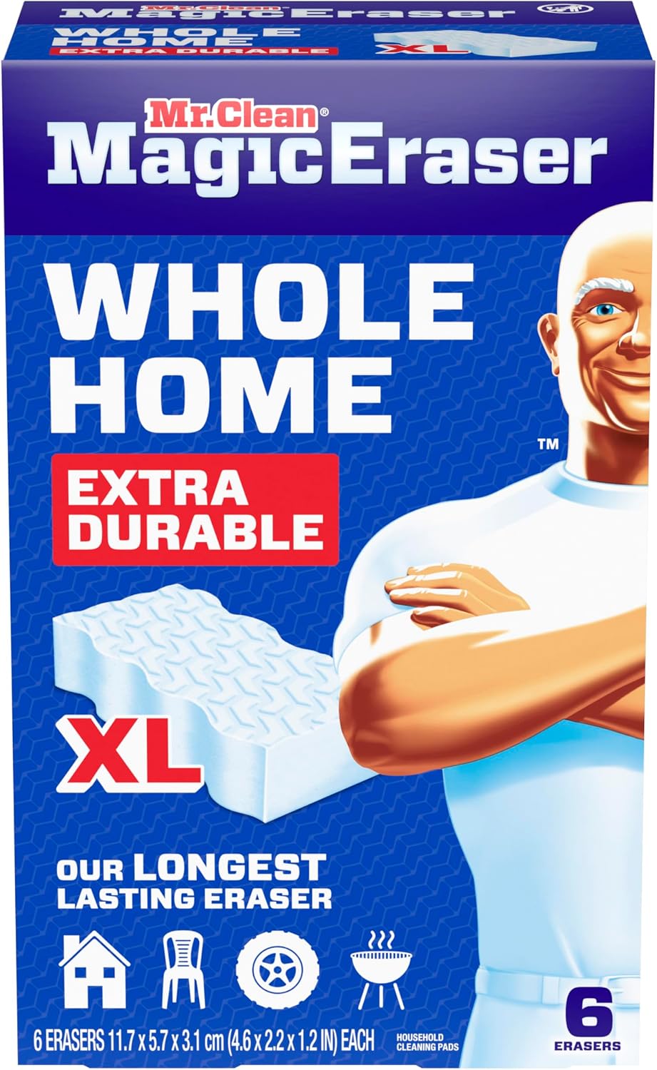 Mr. Clean Magic Eraser, All Purpose Cleaner, Cleaning Scrubber, Wall, Sneaker, Kitchen, Bathroom, Shower Cleaning Supplies, Melamine Pads, Whole Home Extra Durable, 12ct