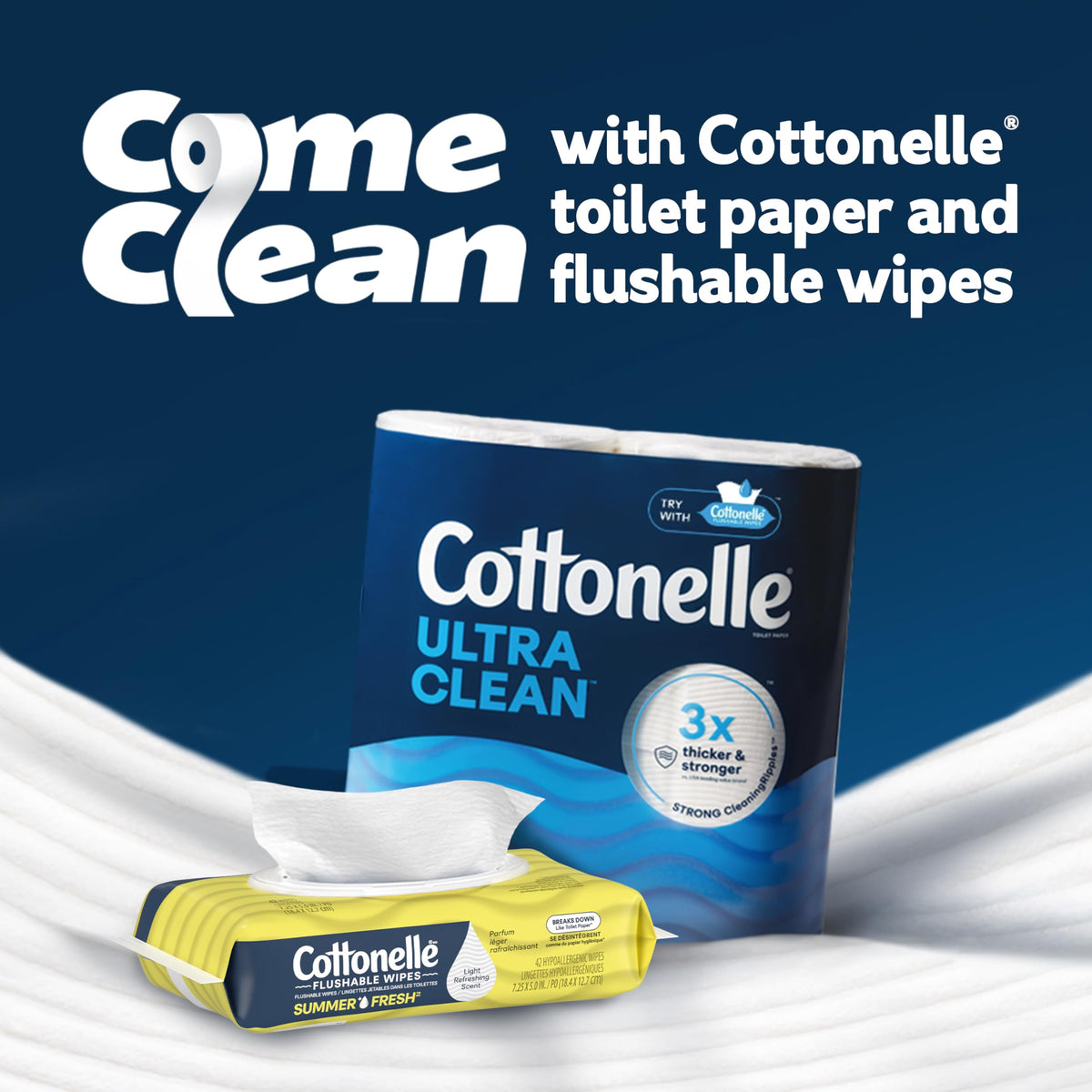Cottonelle Fresh Feel Flushable Wet Wipes, Adult Wet Wipes, 8 Flip-Top Packs, 42 Wipes Per Pack (336 Total Wipes)