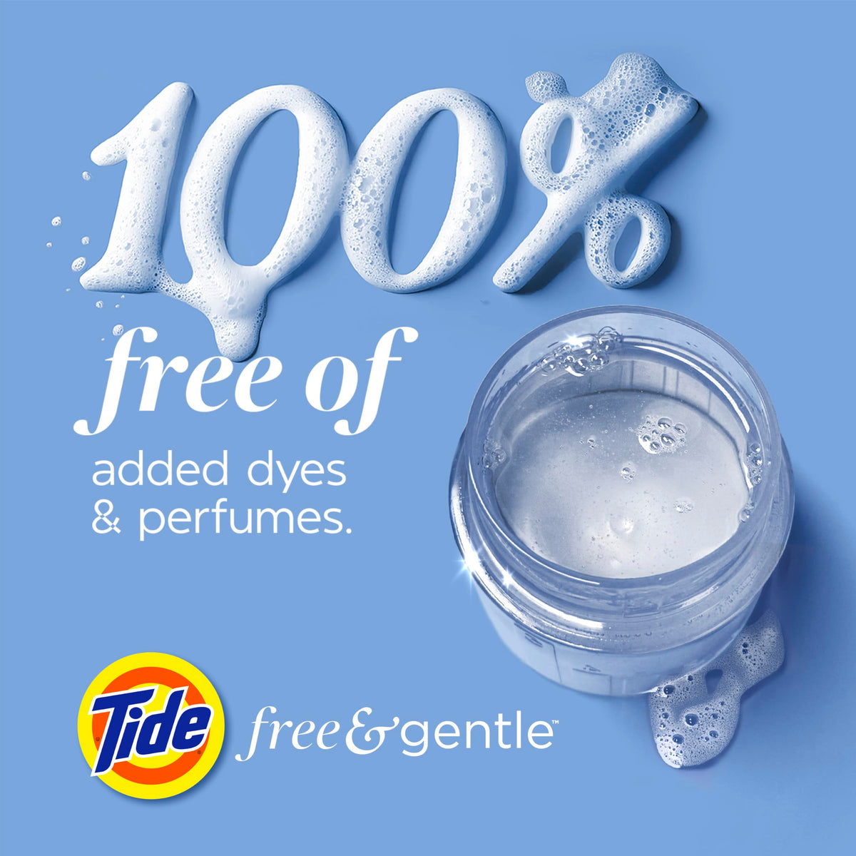Tide Free & Gentle Liquid Laundry Detergent, Unscented, 1.47 L (32 Loads)