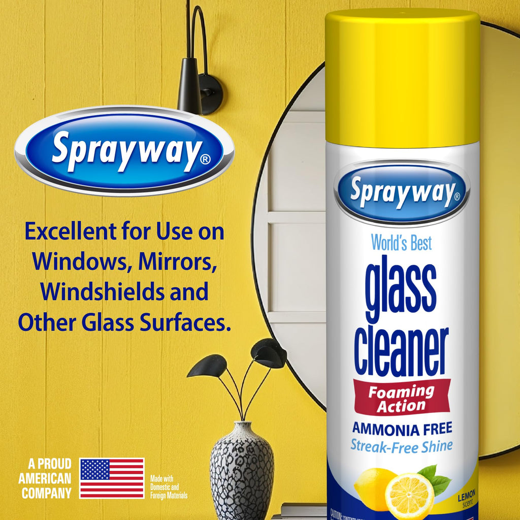Sprayway Glass Cleaner Foaming Aerosol Spray, 19oz, Pack of 2 | Ammonia-Free, Streakless, Fast-Acting | Cleans & Polishes Glass Surfaces | Fresh Scent, Removes Fingerprints, Dust, Dirt, Smoke Film